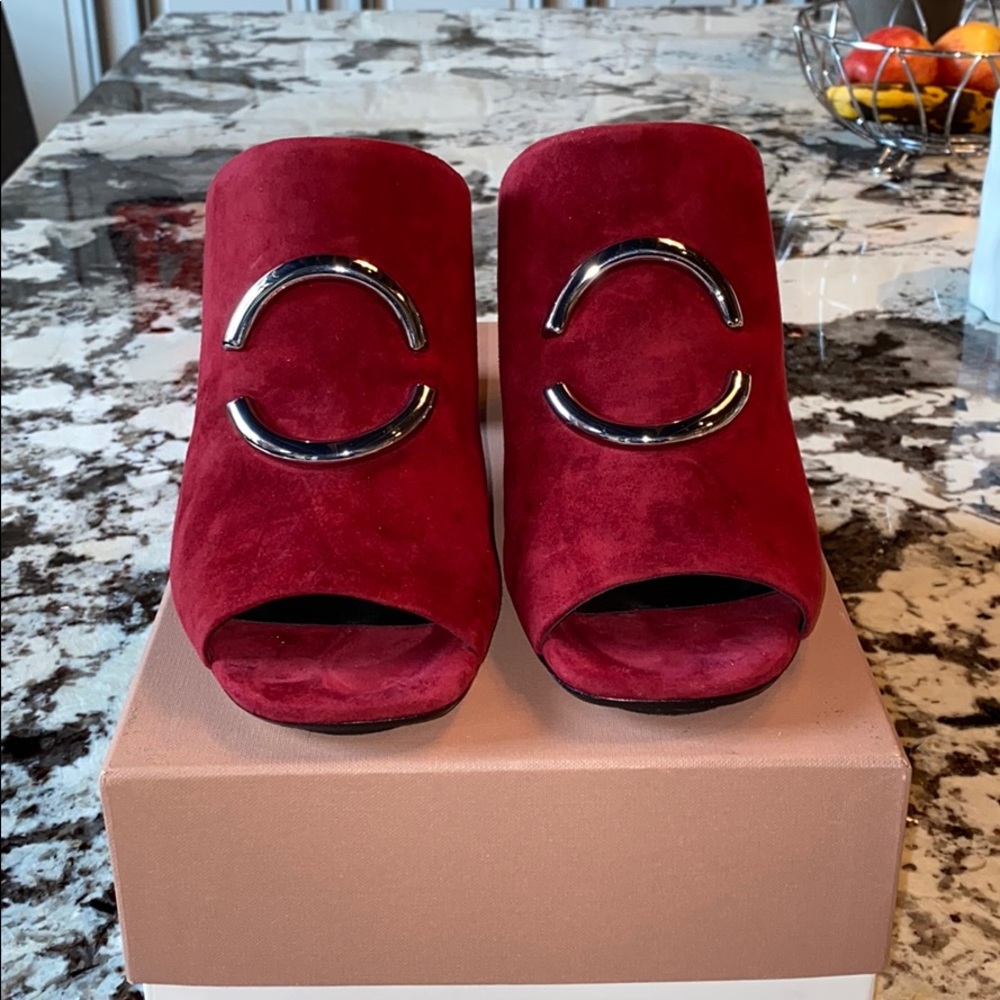 Red Suede Clog Sandals Avis Spiga sz12